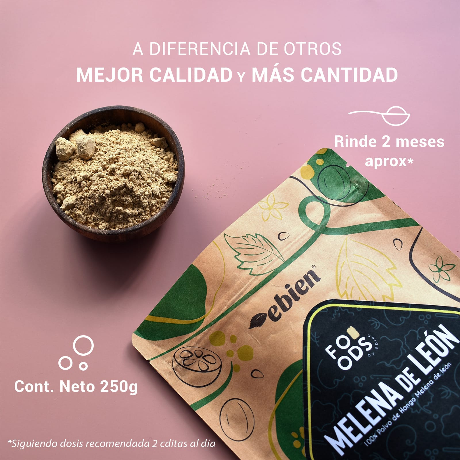 Hongo Melena de León en polvo 2pack 500g (2 bolsas de 250g) - Image 3